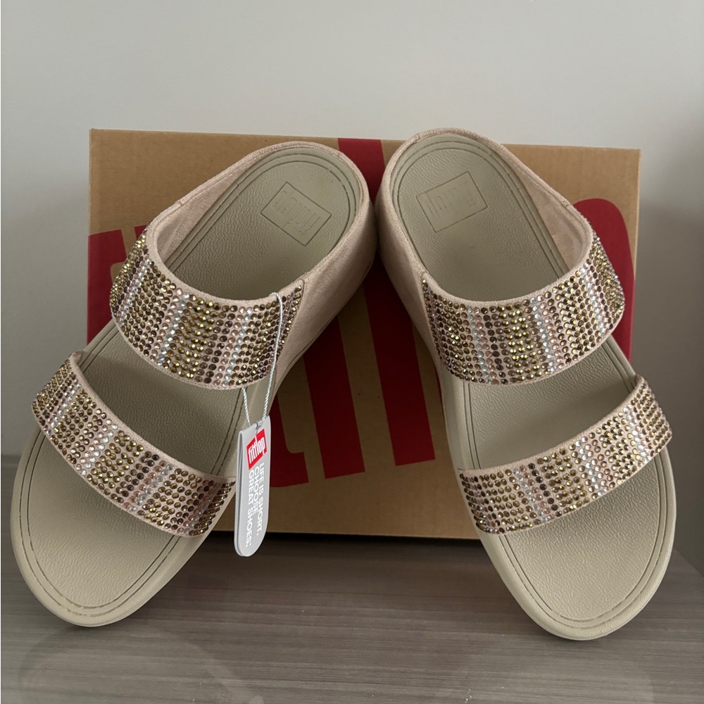 NEW FITFLOP WOMEN’S GOLD SLIDE WEDGE SANDAL